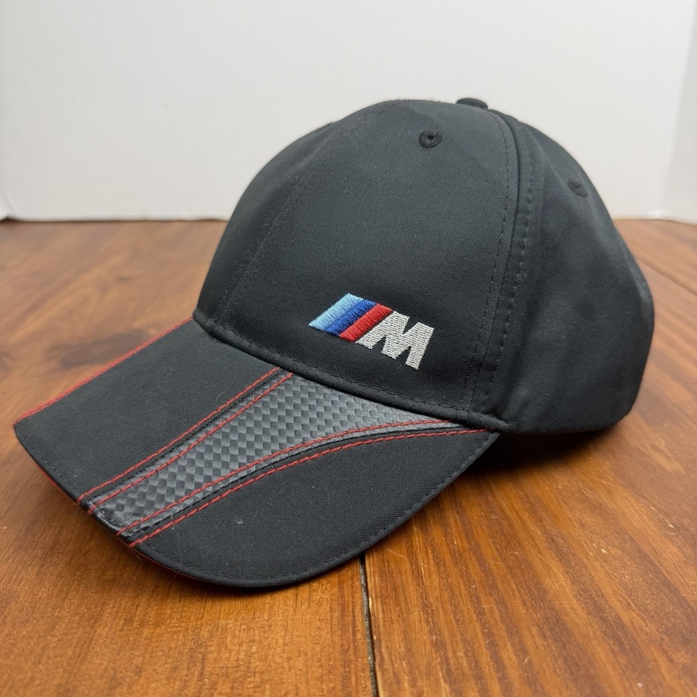 Geniune BMW M Performance Carbon Fiber Pattern Hat Rare Discontinued Black Red